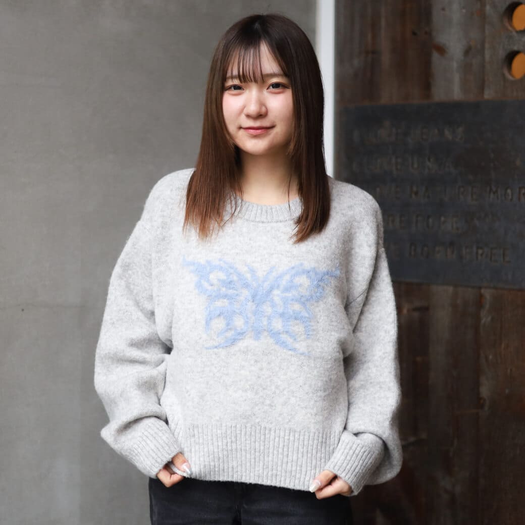 X-girl エックスガール トライバルバタフライニットトップ｜BORN FREE