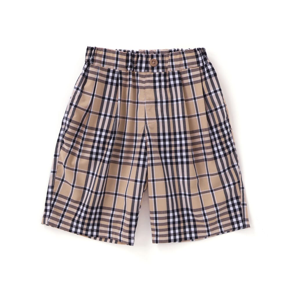 お揃い】チェック柄ボーダー柄ハーフパンツ(90~130cm)(90cm ネイビー系