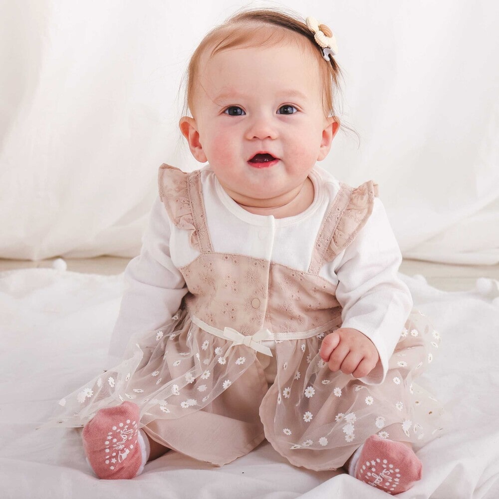 花柄プリントチュールスカートドッキングロンパースベビー(70~80cm