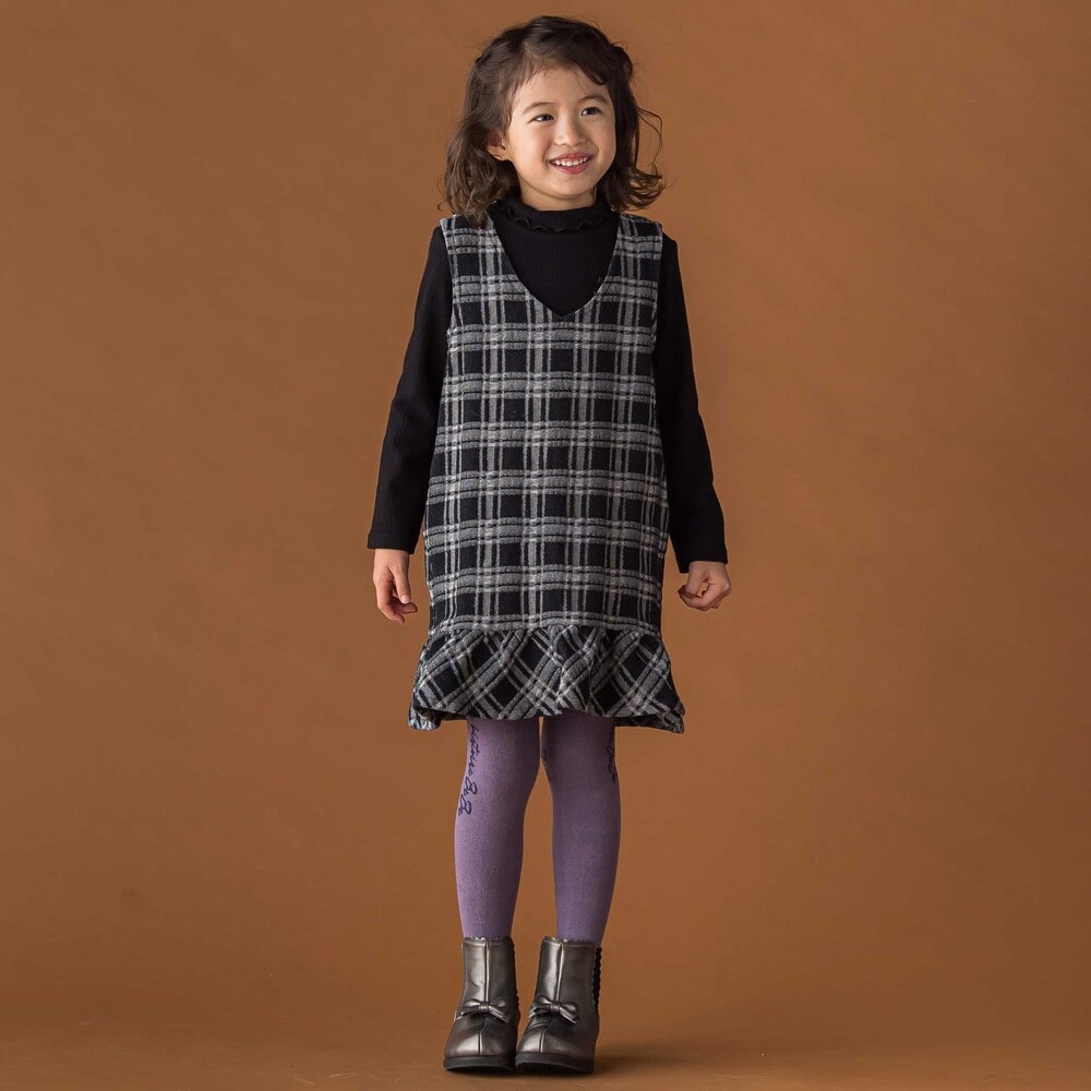 限定商品】チェックデニムジャンパースカート(95~150cm)【LIMITED