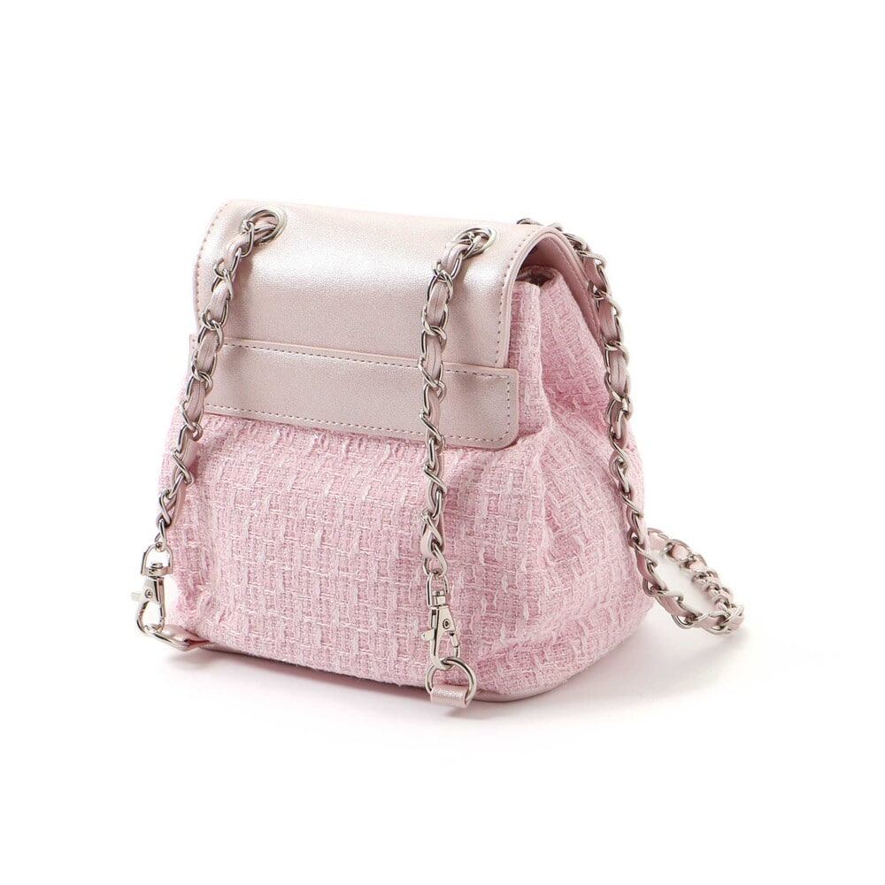 お揃い】ハートタグ付きブロッサムラメツイード2wayミニリュック(ワン