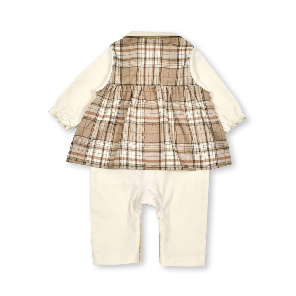 お揃い】チェック柄襟付きロンパースベビー(70~80cm)(70cm ネイビー系