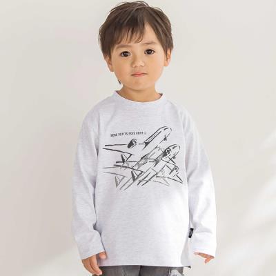 限定商品】飛行機発泡プリント天竺長袖Tシャツ(95~150cm) 【LIMITED