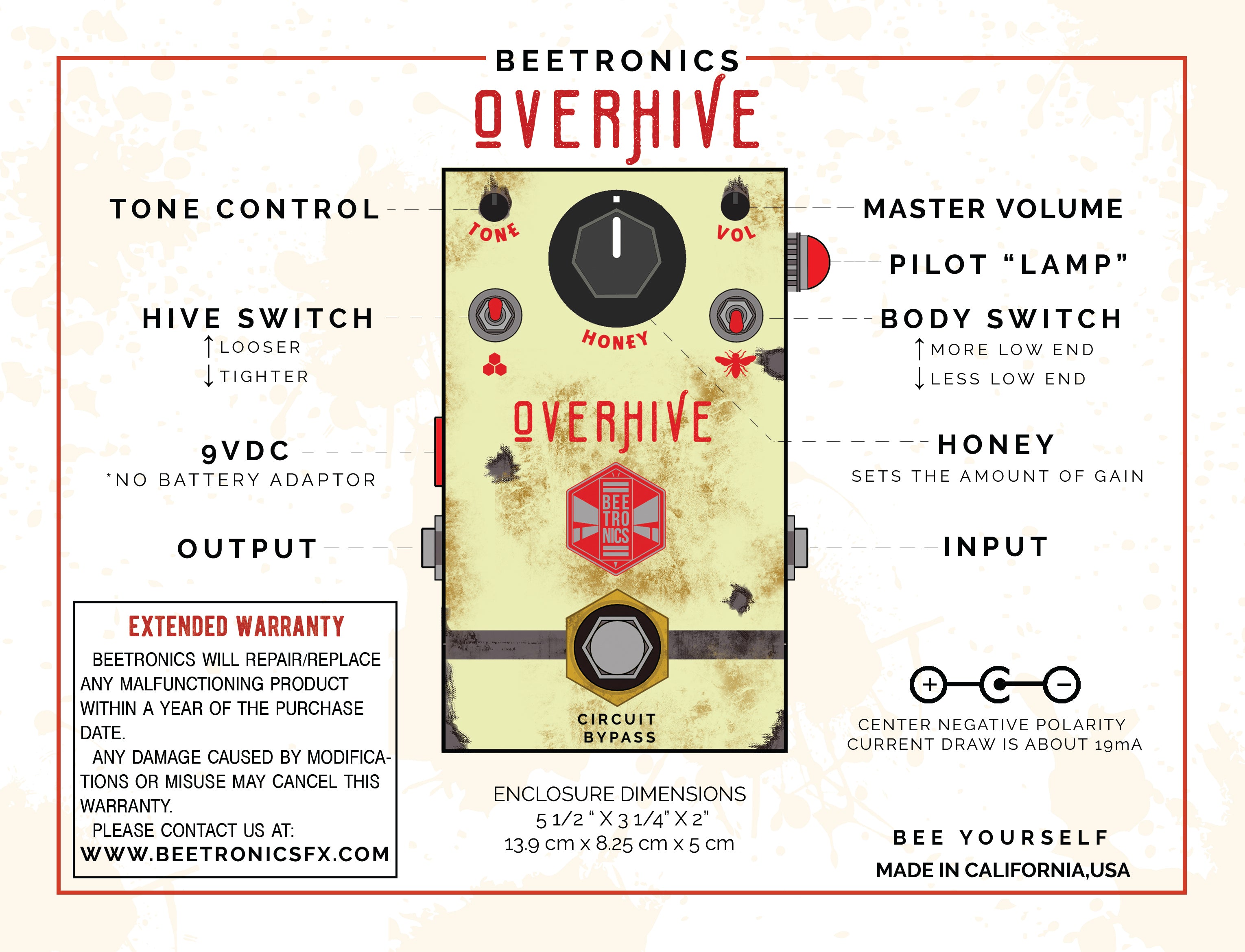 Overhive Mid-Gain Overdrive • Standard Series – Beetronics