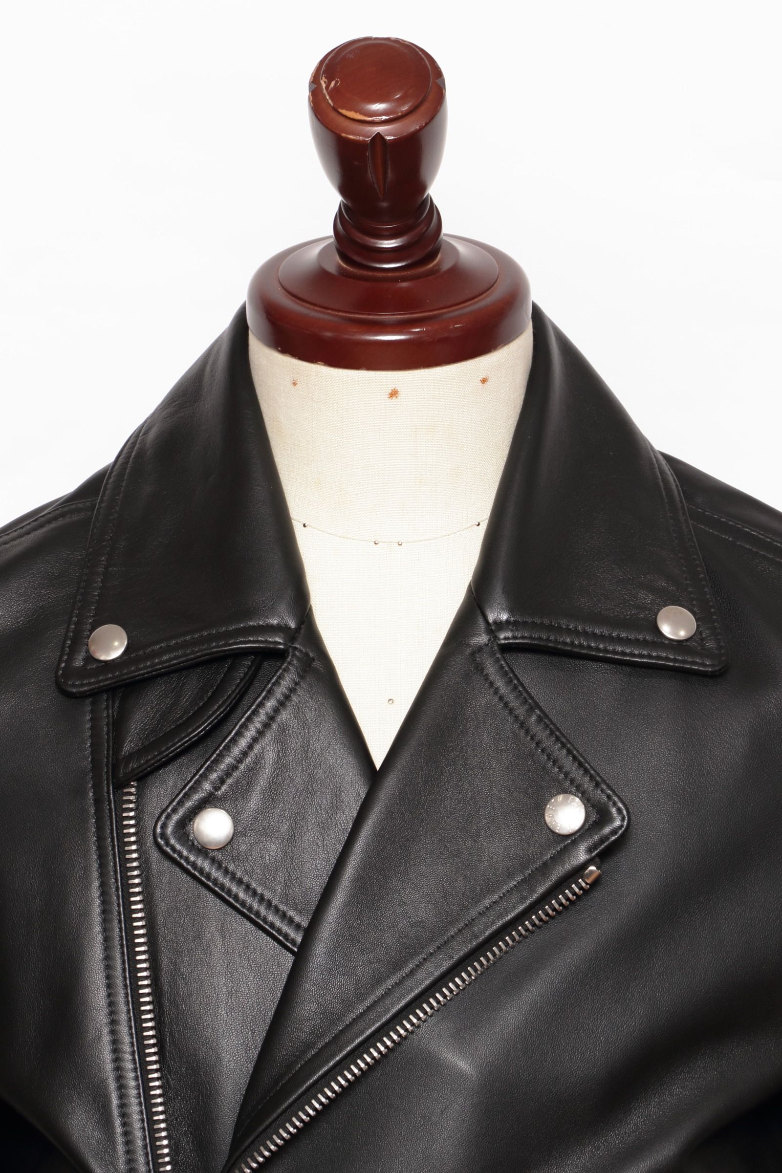 EMMETI - GABRIELE ラムスキン ナッパレザー ダブル ライダース レザー