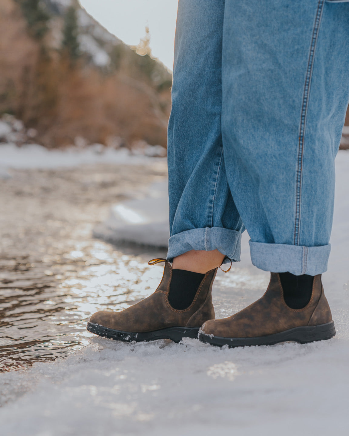 Rustic Brown Premium Leather Chelsea Boots, Women's All-Terrain