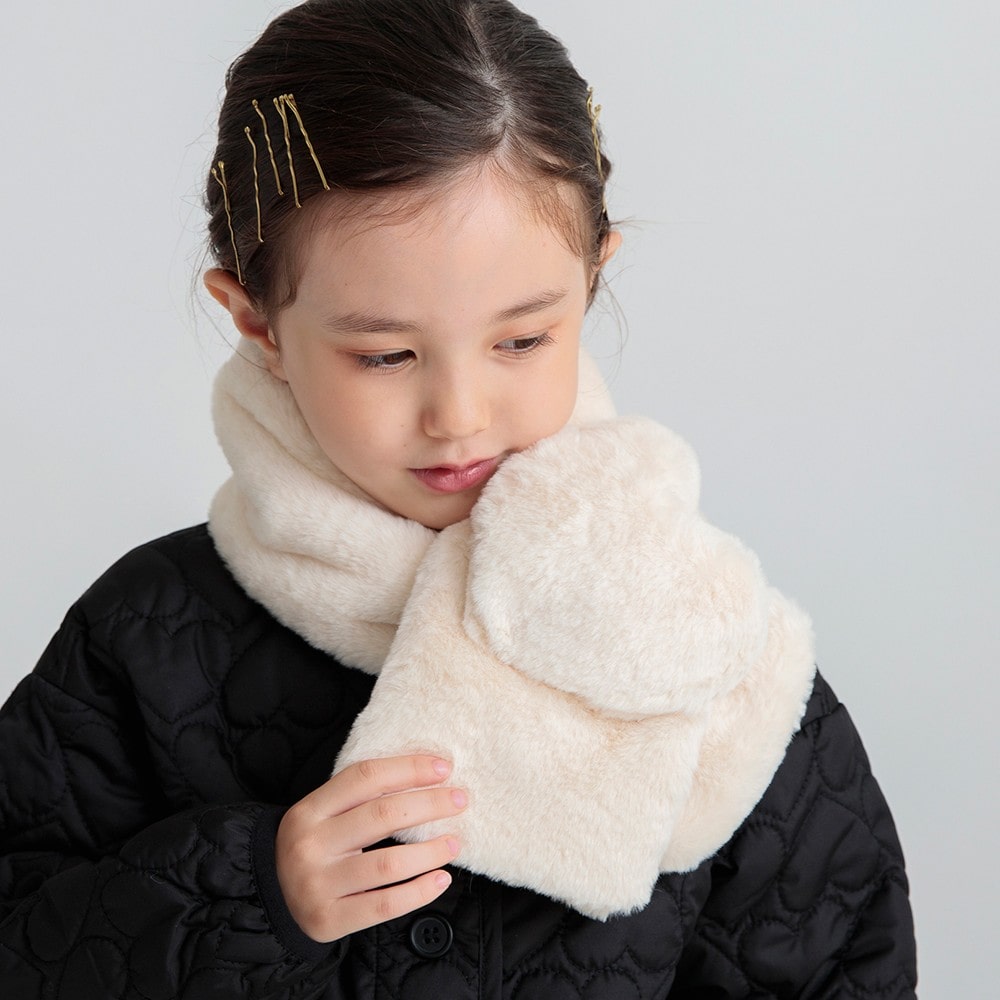 ハート型フェイクファーマフラー 2024秋冬 ｜子供服&ベビー服