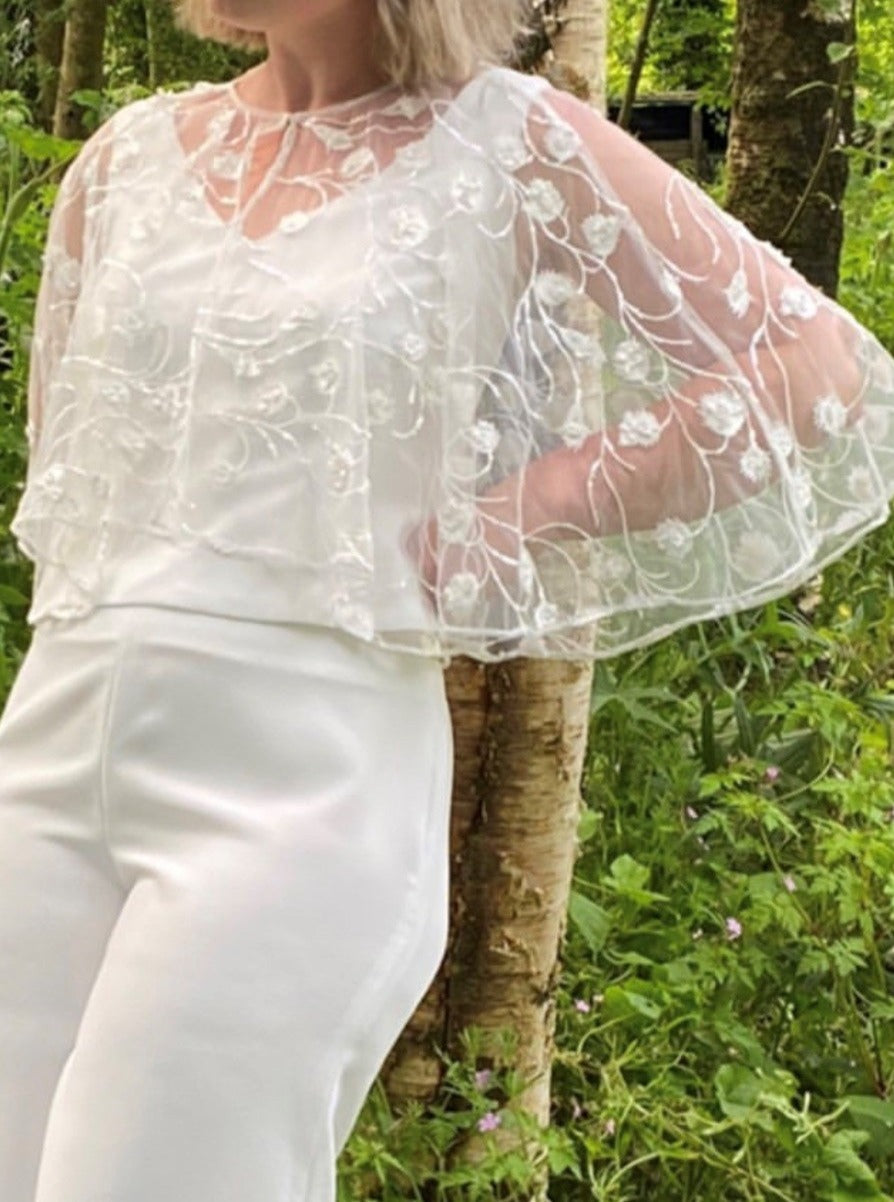 Ivory Embroidered Tulle Lace - Appolline