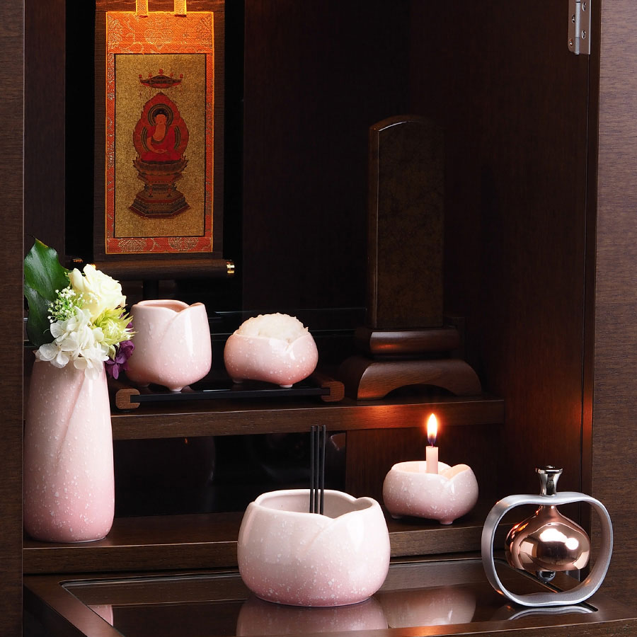 仏具 セット やわらぎ さくら 中サイズ 5点 小さいお仏壇の専門店