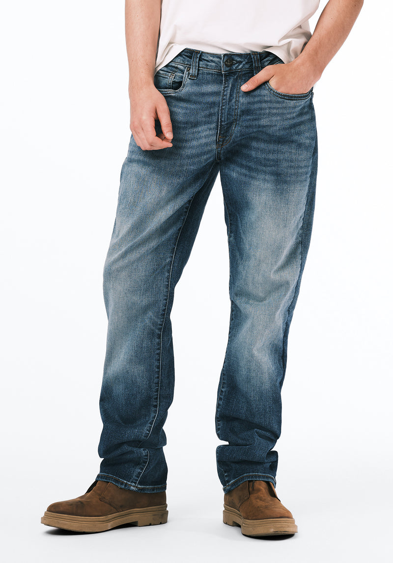 Relaxed Straight Driven Men's Jeans in Sanded Blue - BM22641