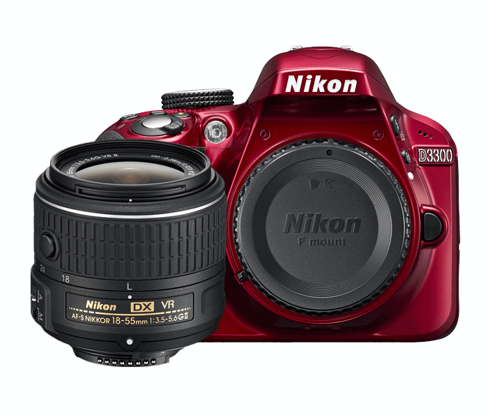 Nikon D3300 DSLR Camera w/18-55mm DX VR II Lens (Red) - Green