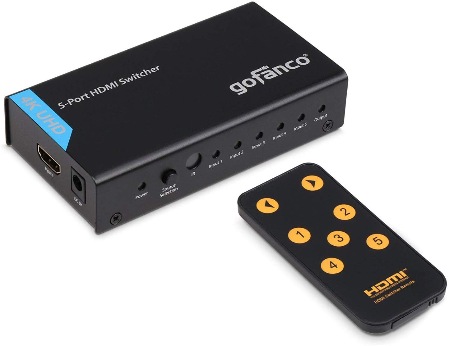 5-Port HDMI Switch with Remote (4K) | Gofanco
