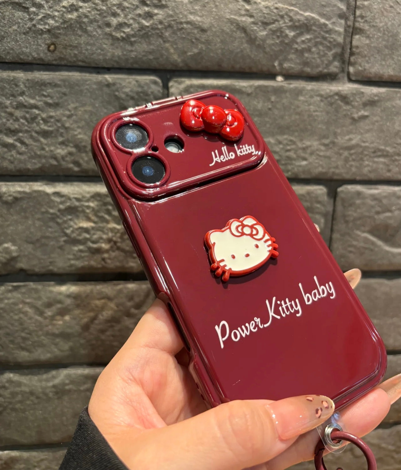 Hello Kitty Power Kitty Baby Crimson Love Phone Case with Mirror