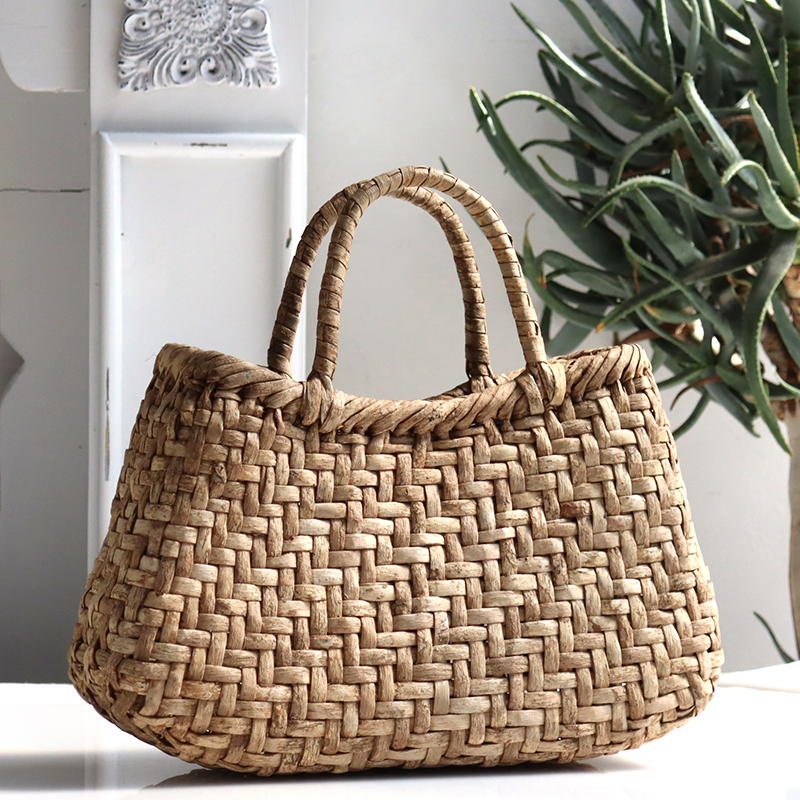 くるみ・カゴバッグ/網代編み・扇型/中サイズ 幅34cmx本体の高さ19cmx