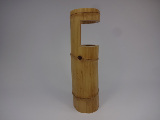 茶道具 花入シボ竹 三ッ節竹一重花入 宗秦作 茶道具・古道具・古美術