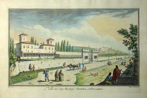View, Italy, Florence, Giuseppe Zocchi, Tuscan Villas, Antique