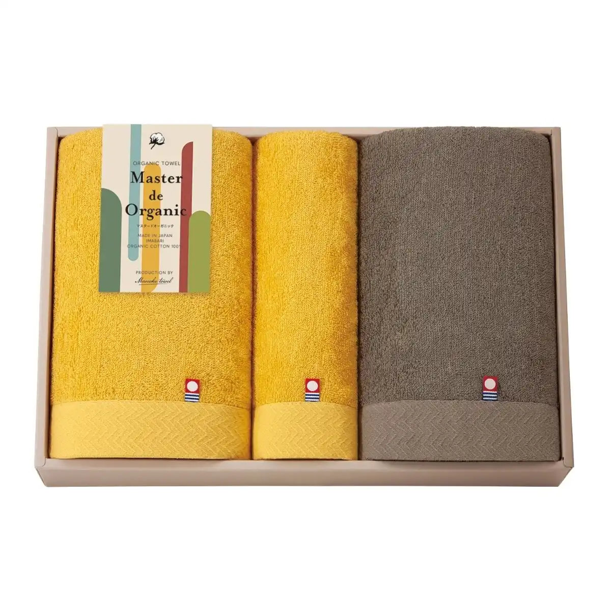 マスタードオーガニック バスタオル2枚・フェイスタオル1枚｜ギフト