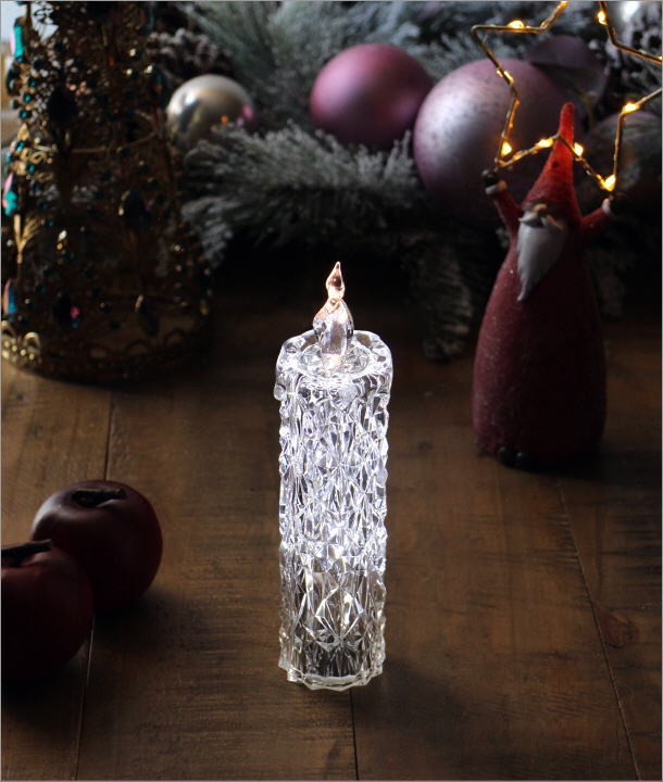 LEDライト クリスマス 置物 オブジェ 卓上 飾り 電池式 アクリル