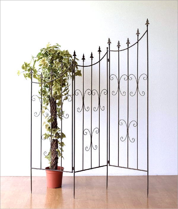 ガーデンフェンス トレリス おしゃれ 仕切り アイアン 3枚折り