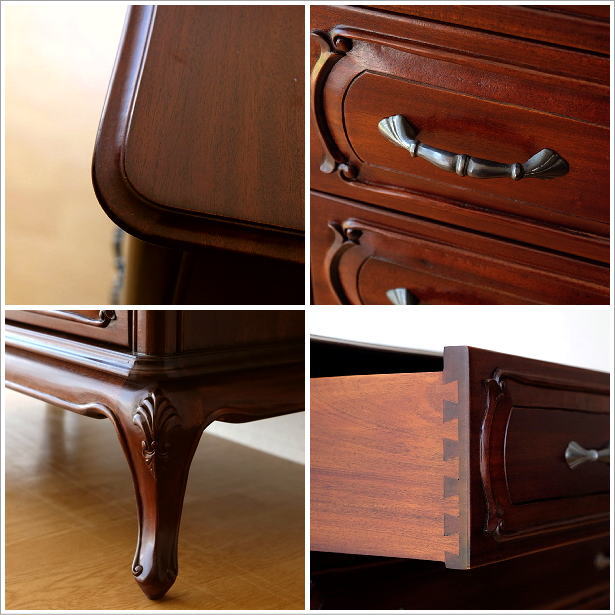 チェスト マホガニー 無垢材 アンティーク調 クラシック タンス 収納