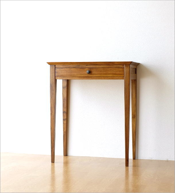 デスク 机 チーク 無垢材 幅60 パソコンデスク コンパクト スリム
