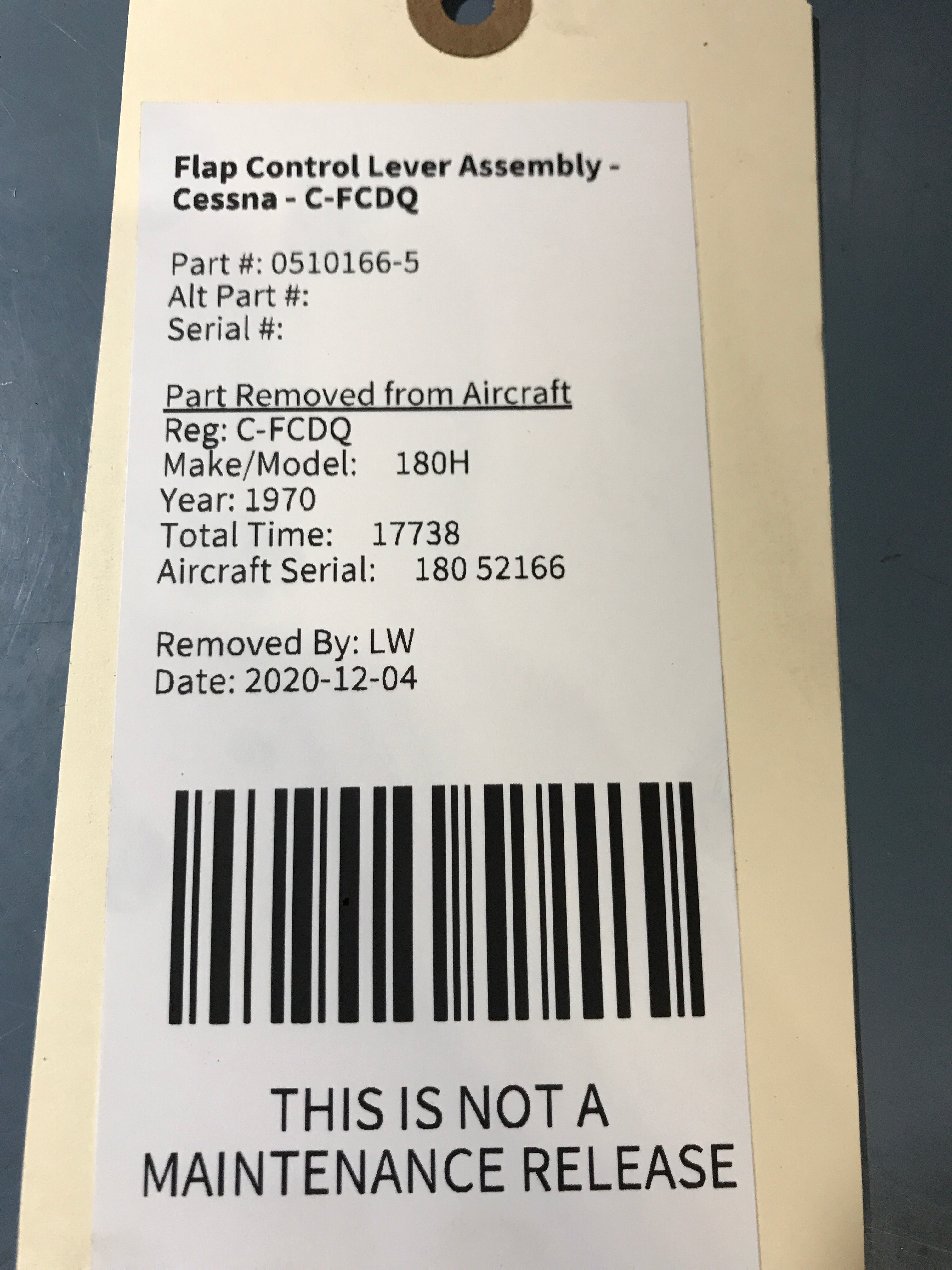 Flap Control Lever Assembly - Cessna - C-FCDQ – Global Aircraft