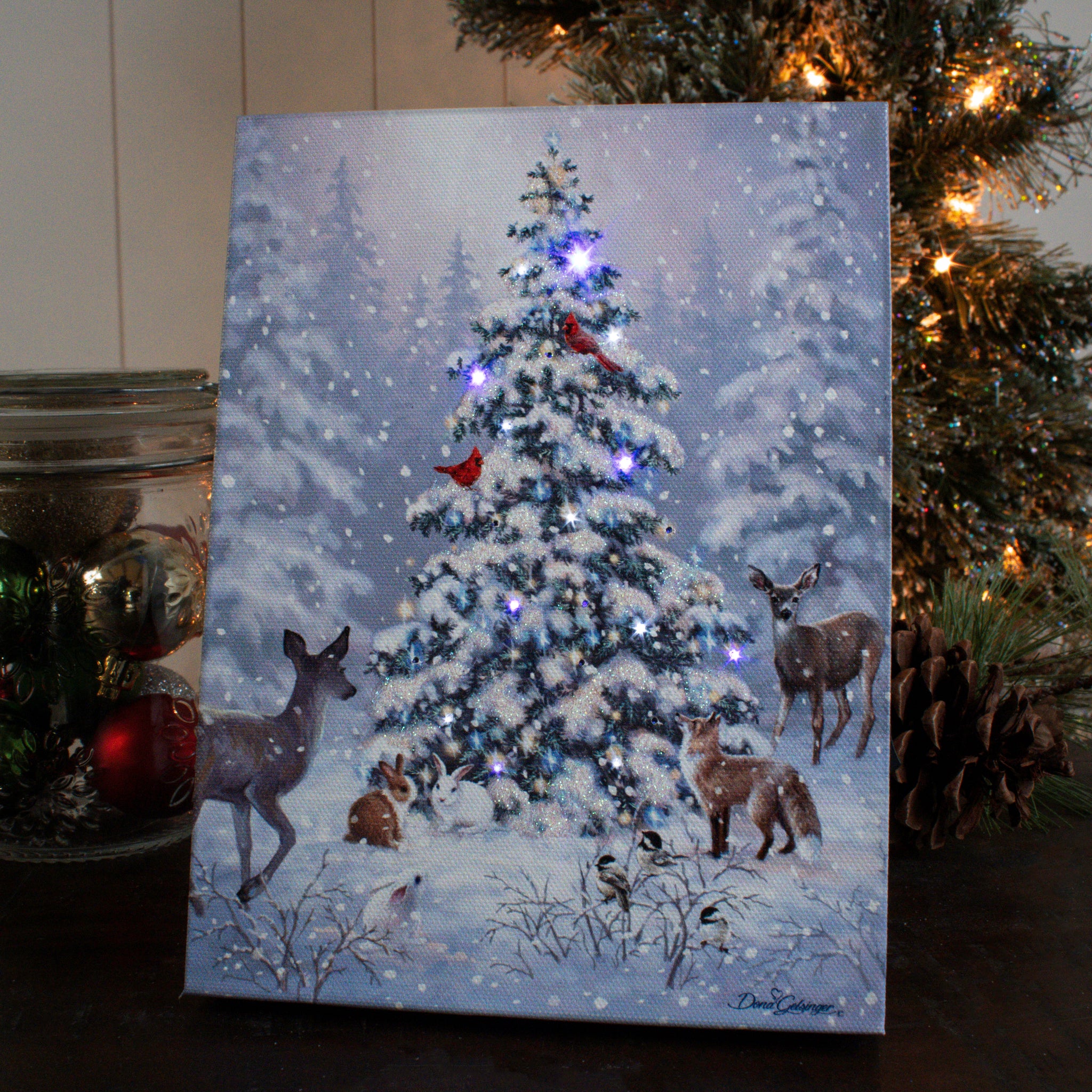 Woodland Christmas 8x6 Lighted Tabletop Canvas | Glow Decor