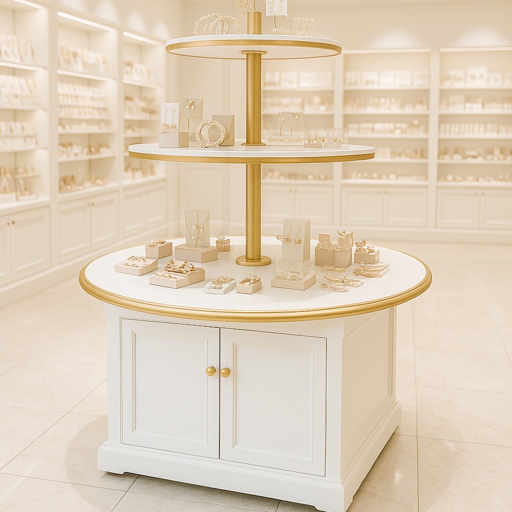 百貨店向けディスプレイラウンドシェルフ店舗什器、直径140cm丸