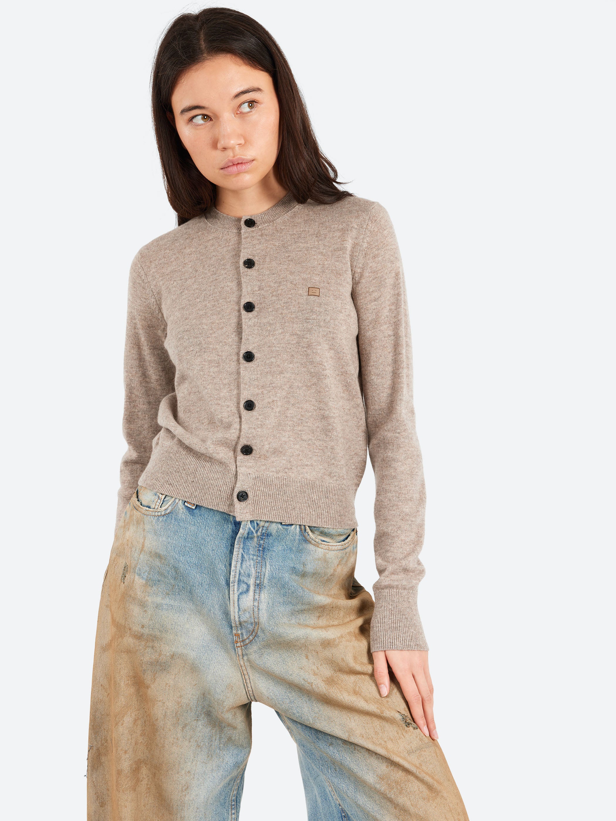 Acne Studios - Keny Yak Cardigan in Greige Melange – gravitypope