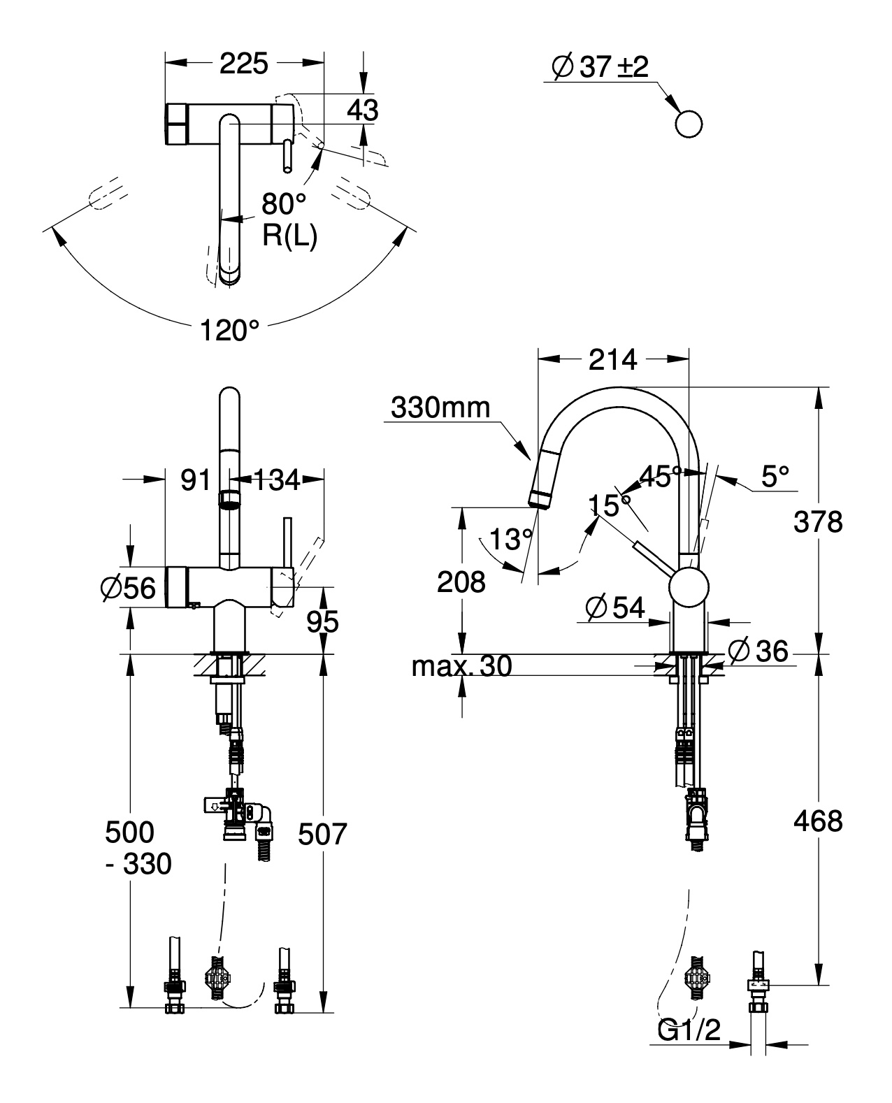 ミンタ 浄水器一体型シングルレバーキッチン混合栓（寒冷地仕様