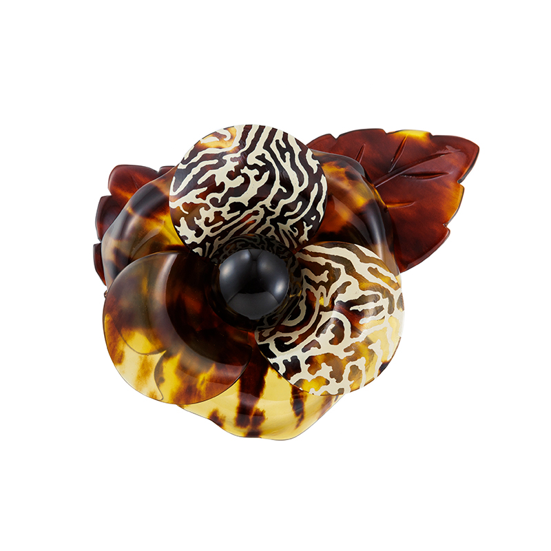 GSTV SV 本べっ甲 蒔絵水もく 立体花 ペンダントブローチ