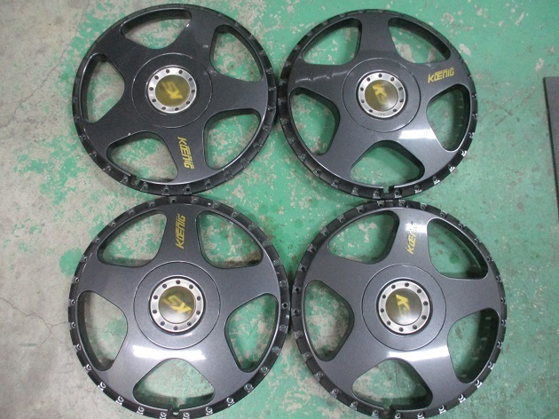 SSRケーニッヒ18インチホイールをディスクシルバー塗装+リム交換