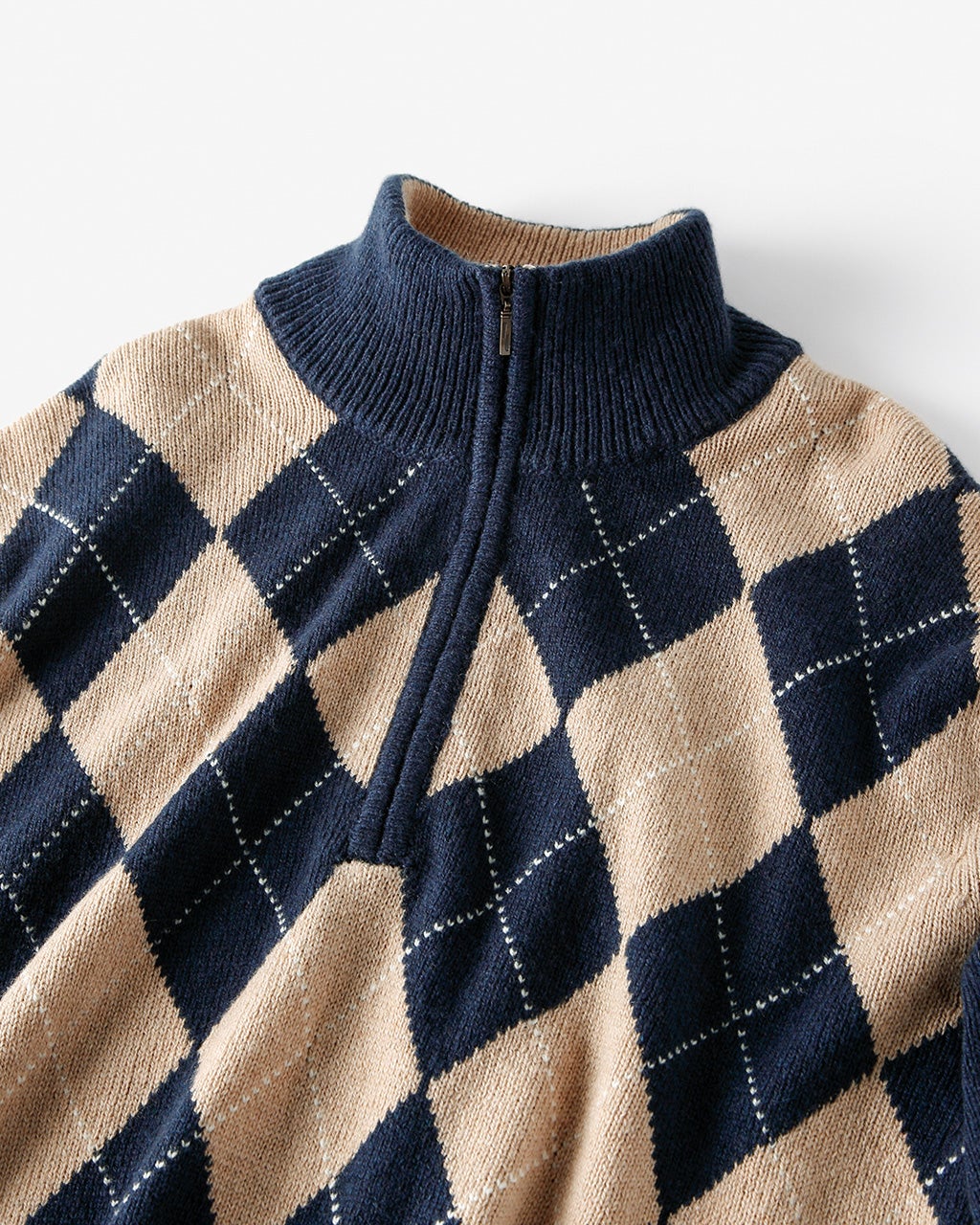 アーガイル柄ハーフジップニット/DoCLASSE