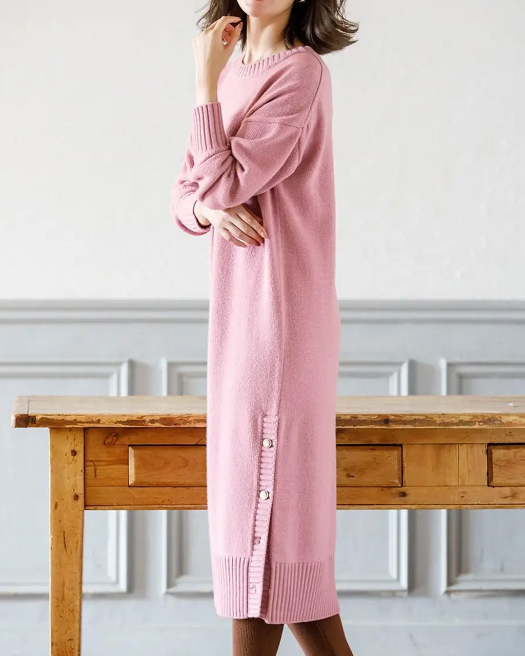 イタリア糸・カシミヤ混ワンピース/DoCLASSE