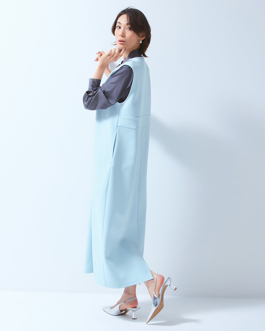 ダブル編みジャージー・深Vネックジャンスカ 120cm/DoCLASSE