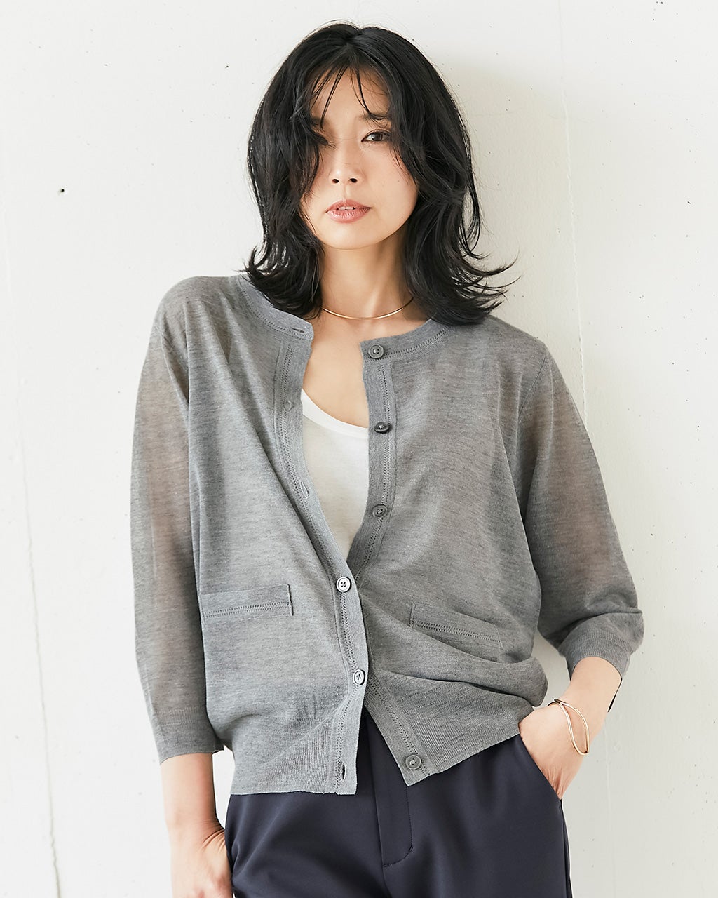シアーニット・7分袖カーディガン/DoCLASSE