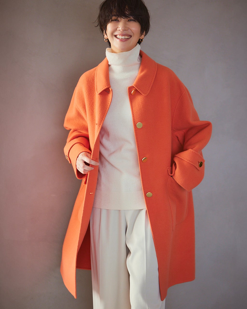 カシミヤ混ウールリバー・2WAYミドルコート/DoCLASSE