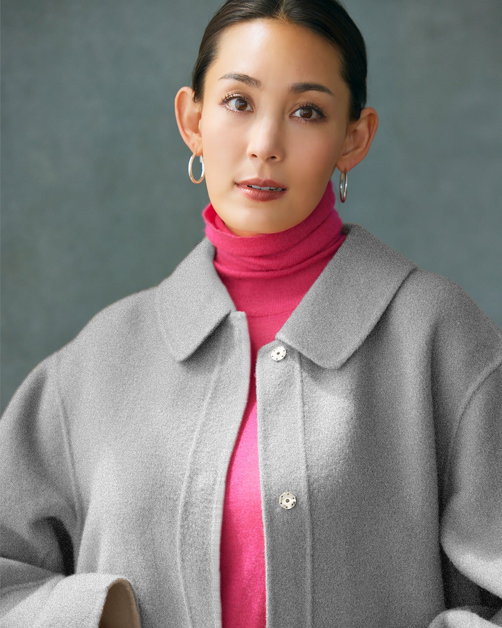 カシミヤ混ウールリバー・2WAYショートコート/DoCLASSE