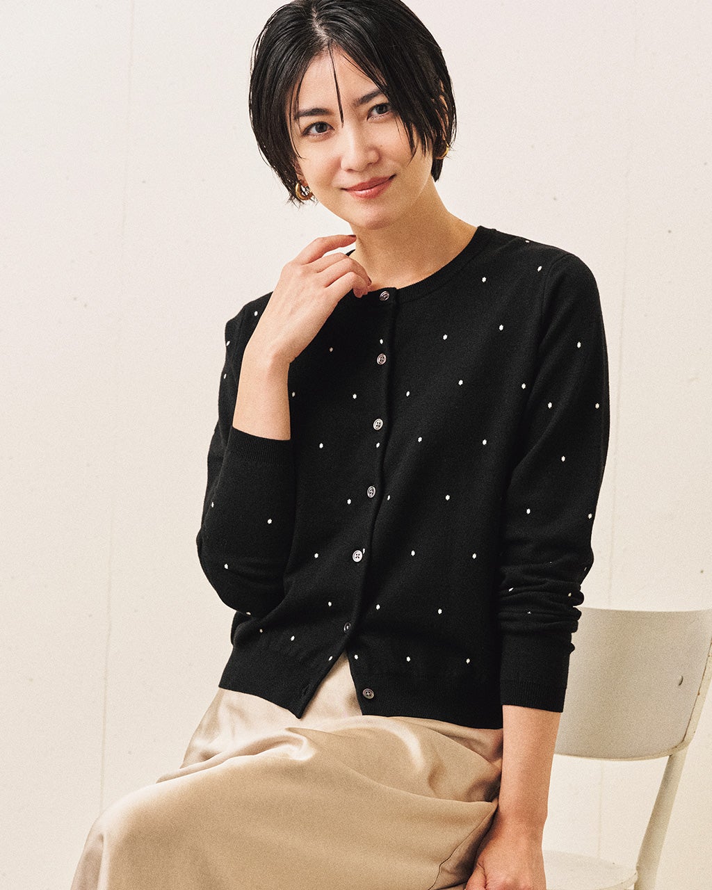 ドットジャカードニット・カーディガン/DoCLASSE