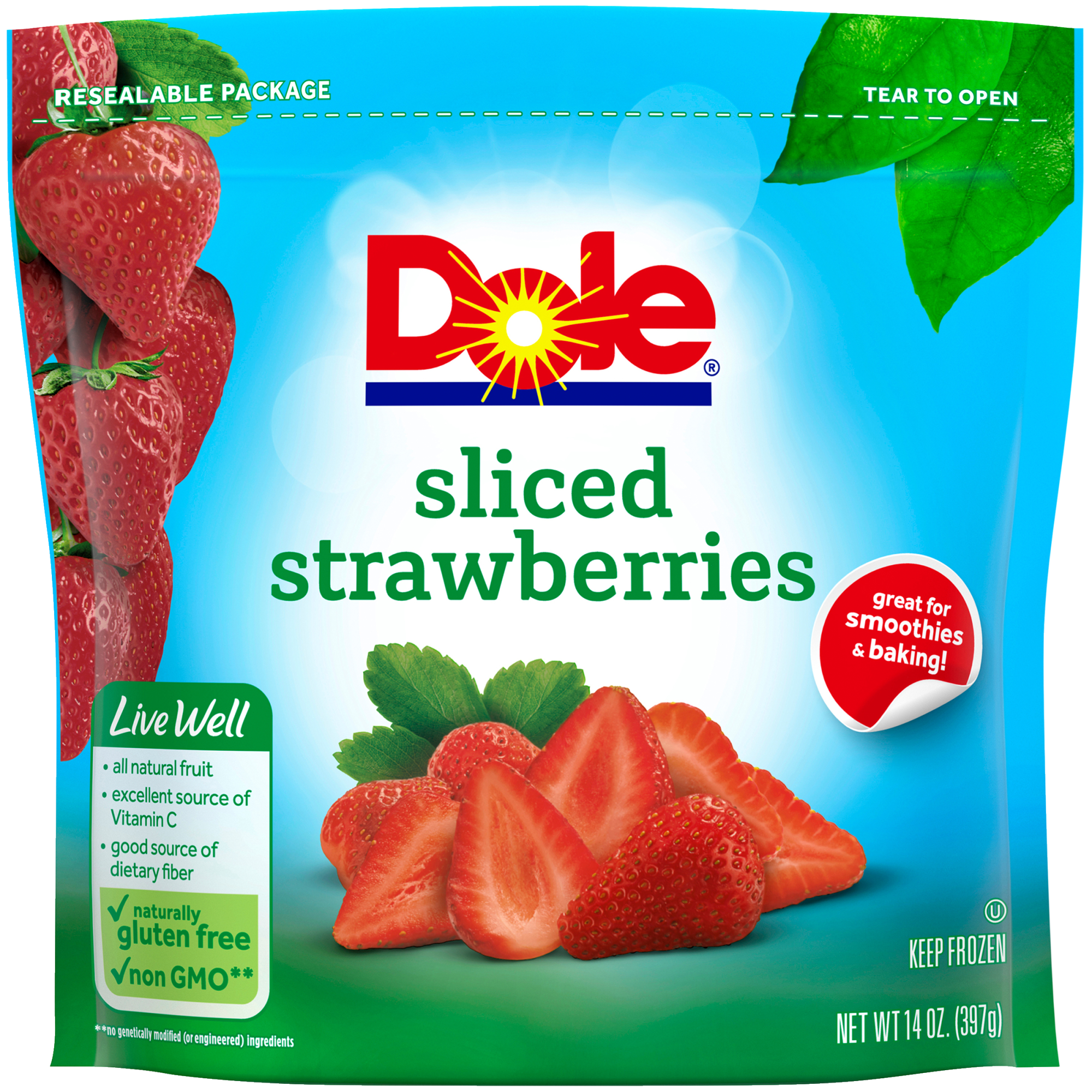 Dole® Frozen Sliced Strawberries, 14 oz: For Jam, Cake, & More