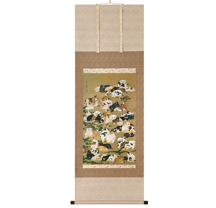 不詳/作者不詳/仔犬図/子犬図/干支図/布袋屋掛軸HJ-10 不詳/作者不詳