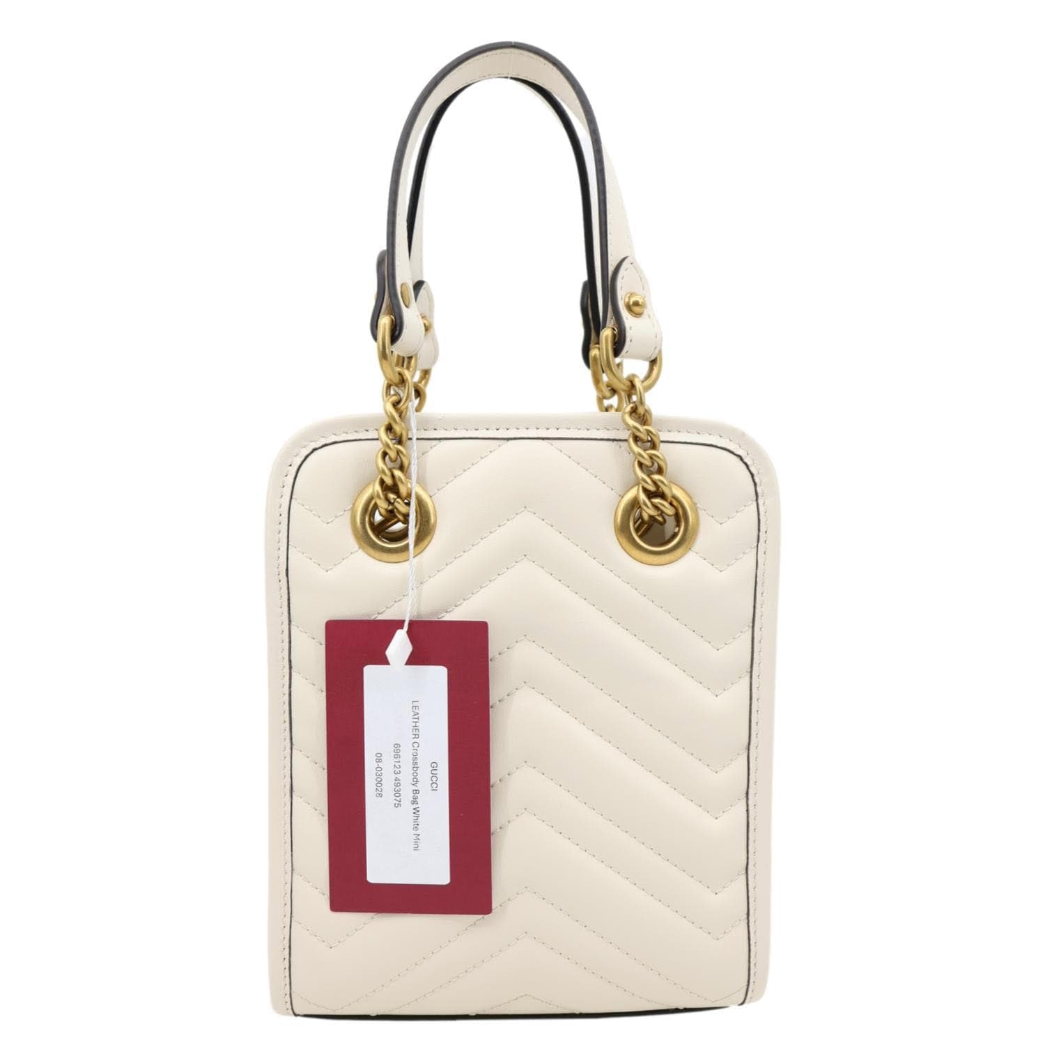 Gucci GG Marmont Mini White Matelasse Tote Shoulder Bag