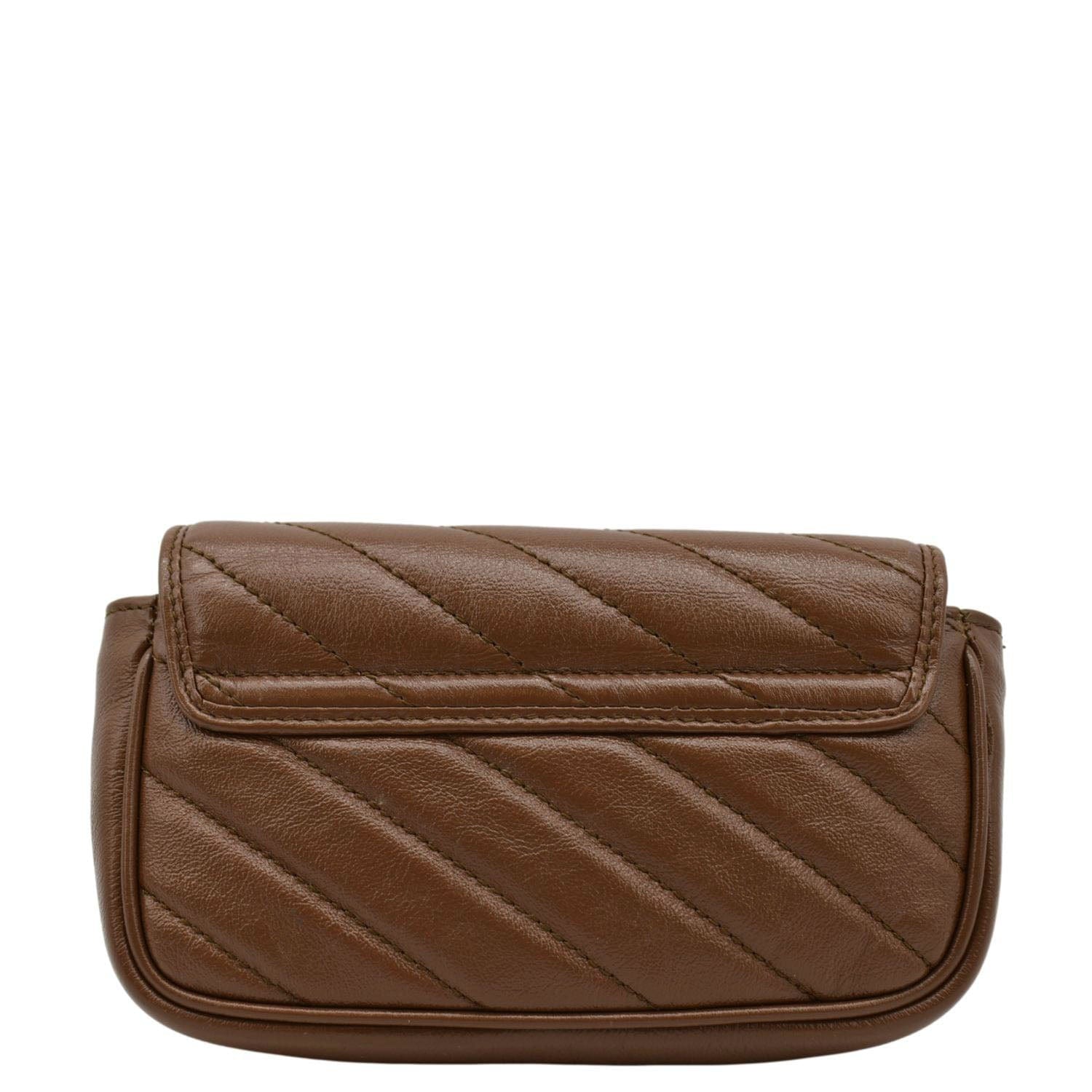 GUCCI GG Marmont Super Mini Matelasse Leather Shoulder Bag Brown 47643