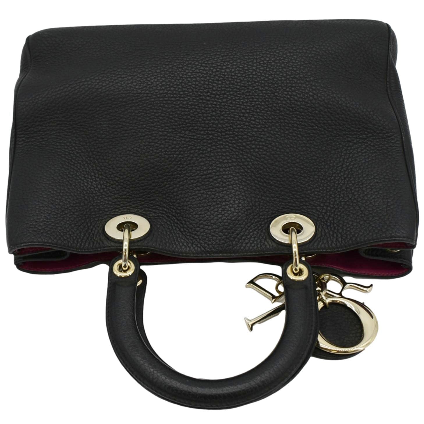 CHRISTIAN DIOR Diorissimo Leather Tote Shoulder Bag Black