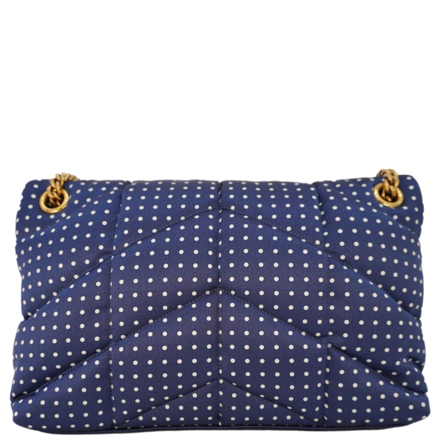 YVES SAINT LAURENT Loulou Puffer Polka Dots Blue Crossbody Bag