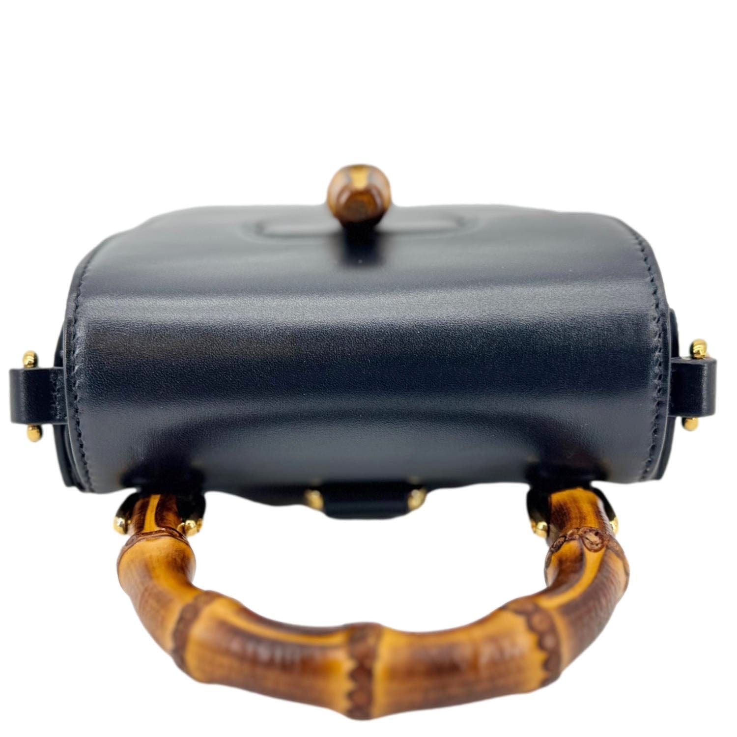 GUCCI Bamboo 3Way Calfskin Leather Shoulder Bag Black 702106