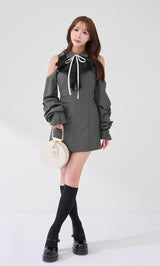 ショルダースカラップフリルシャツミニワンピース – Darich (ダーリッチ)