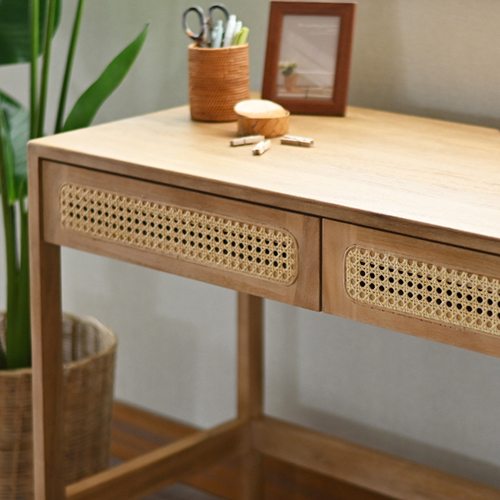 ラタン×チーク無垢材 コンソールデスクT488XP T488XP サンフラワー