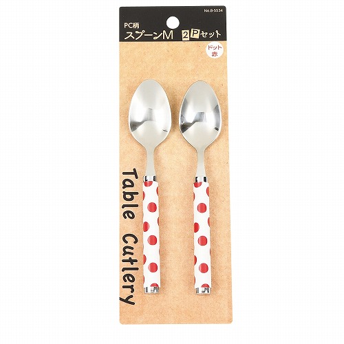 PC柄カトラリー4Pセット(ドット赤) B-5531 パール金属 洋食器 ドット赤