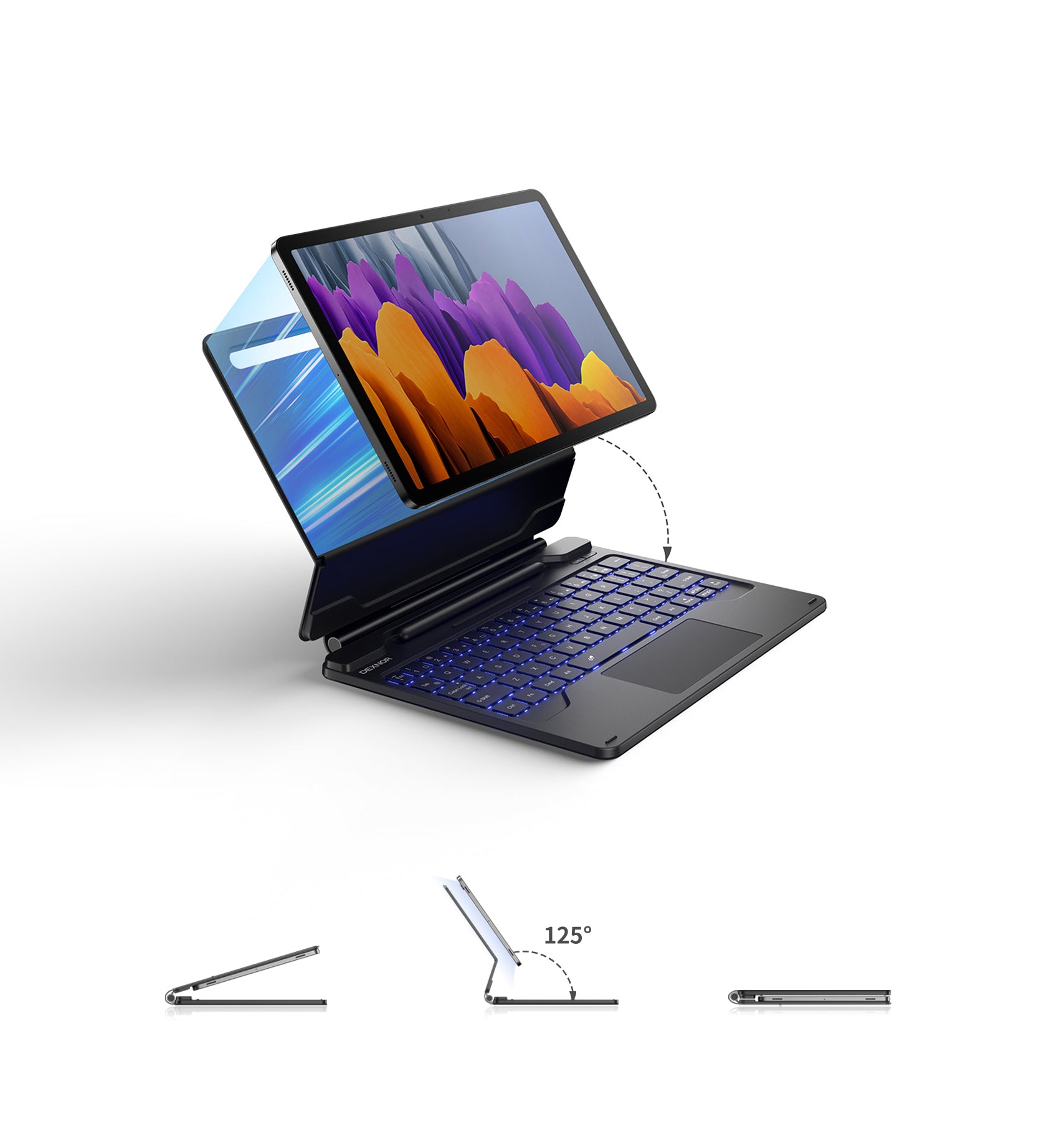 For Samsung Galaxy Tab S7/S8 11 Inch Case with Keyboard Magnetic